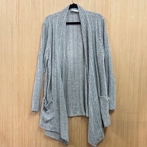 Denim&Co Light Gray Open Front Cardigan